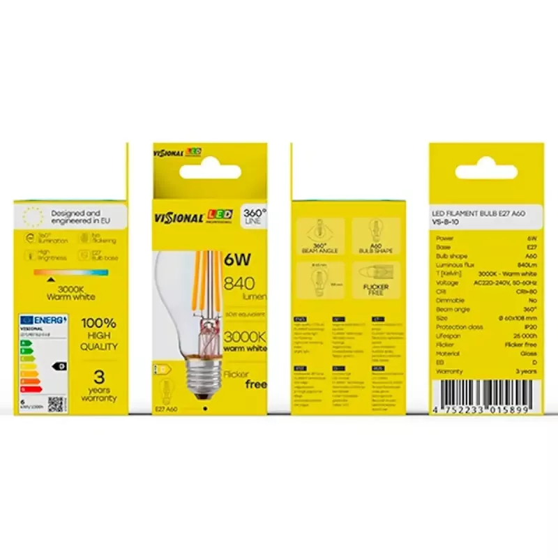 VISIONAL VS-B-10 bombilla LED, 6 W, 840 lm, 3000 K
