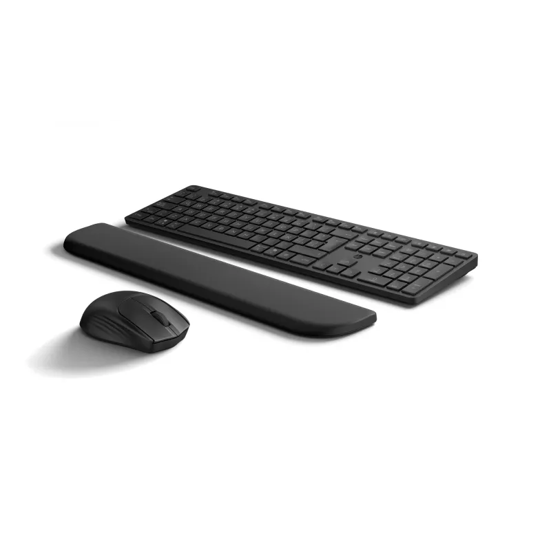 Conjunto de teclado y ratón HP Multi-Device USB/Bluetooth PR585C con reposamuñecas, negro, ratón incluido