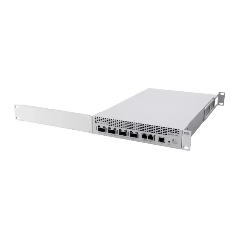 Switch de red MikroTik CRS804-4DDQ-HRM — 10G Ethernet RJ-45 2 puertos, consola RJ-45, gris