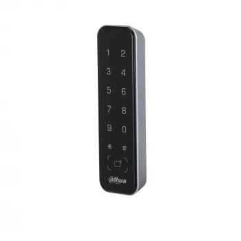 Lector de control de acceso DAHUA ASR2201A-D, negro — 12 V DC, 1,7 W típico, 135×40×15 mm