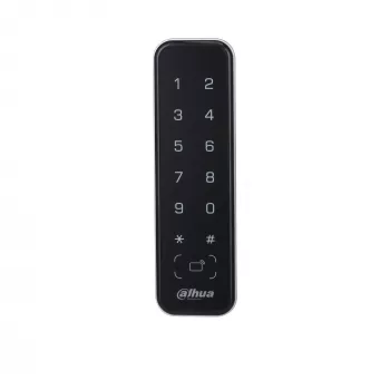 Lector de control de acceso DAHUA ASR2201A-D, negro — 12 V DC, 1,7 W típico, 135×40×15 mm