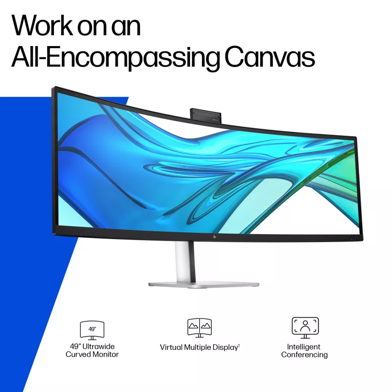 Monitor de conferencia HP Series 5 Pro 49 inch DQHD - 549pm, 124,5 cm (49 inch), 5120 x 1440 píxeles, Dual QHD, LCD, 5 ms, Negro