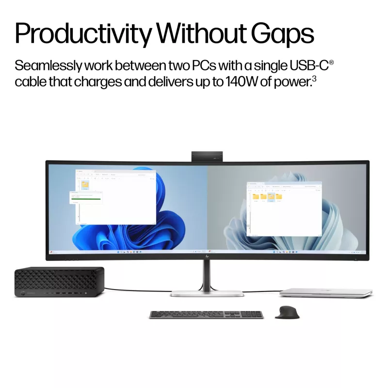 Monitor de conferencia HP Series 5 Pro 49 inch DQHD - 549pm, 124,5 cm (49 inch), 5120 x 1440 píxeles, Dual QHD, LCD, 5 ms, Negro