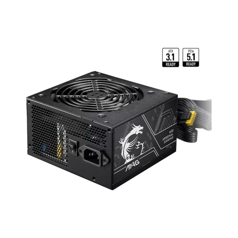 Fuente de alimentación MSI MAG A650BN PCIE5 II 650W 20+4 pin ATX 80 PLUS Bronze Negro