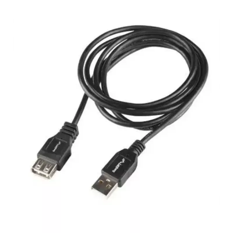 Cable LANBERG USB-A a USB-A 2.0, conector macho a conector hembra, 1,8 m, negro
