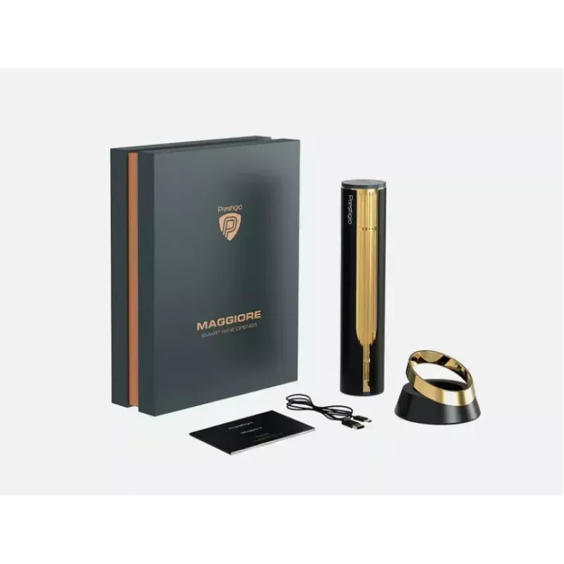 Sacacorchos eléctrico Prestigio PWO104GD, negro/oro, altura 228 mm, peso 350 g