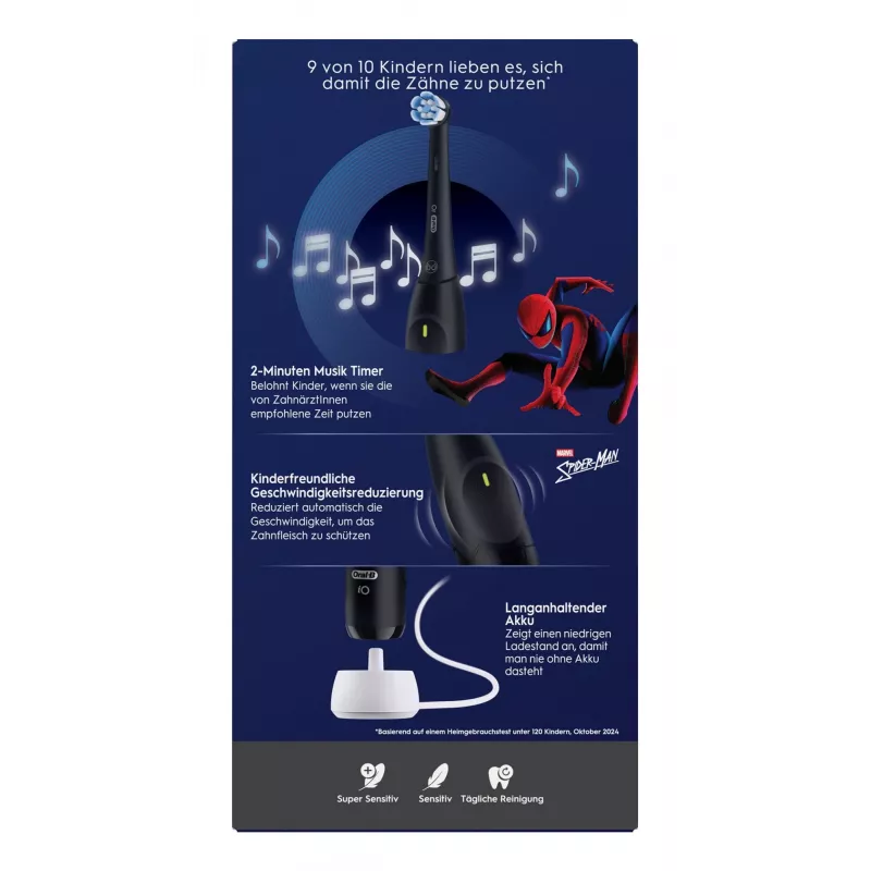 Cepillo de dientes eléctrico infantil Oral-B iO Kids Spiderman negro