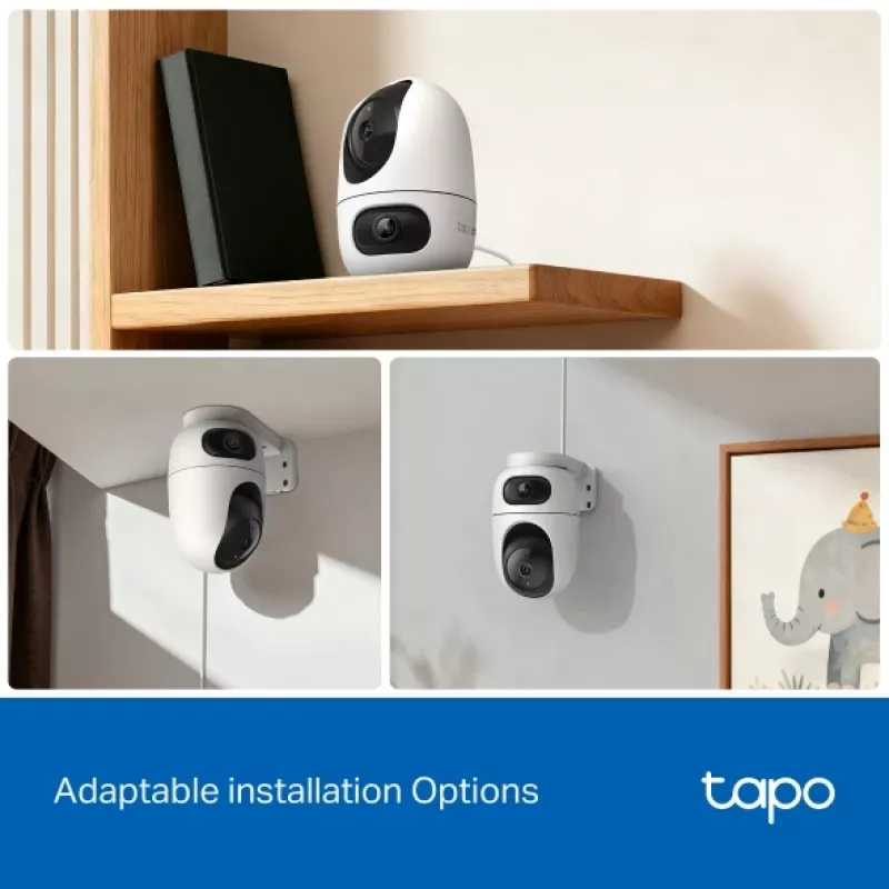 Cámara de vigilancia IP TP-Link Tapo C245D 2304×1296, objetivo de 3,1 mm, 104,3° hor., montaje en techo/pared, inalámbrica, interior, blanca