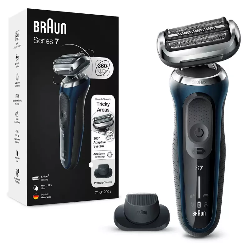 Afeitadora de lámina Braun Series 7 71-B1200s con recortador Azul