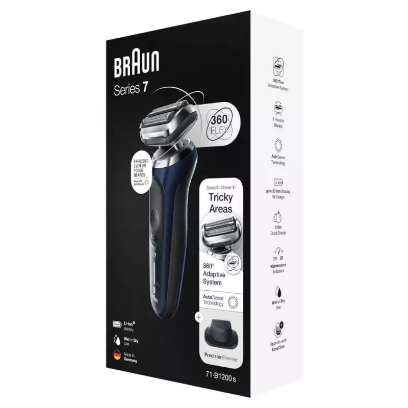 Afeitadora de lámina Braun Series 7 71-B1200s con recortador Azul