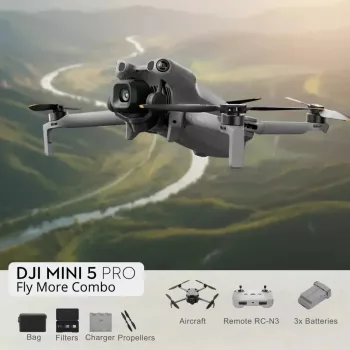 DJI MINI 5 PRO Fly More Combo (RC-N3) dron ligero de 249g con sensor de 50MP, Lidar, 3 baterías, mando a distancia
