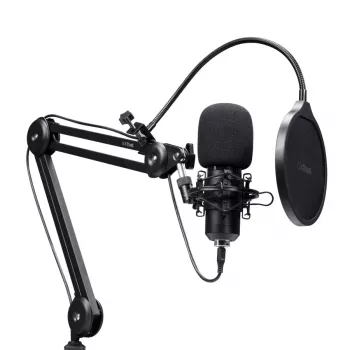 Micrófono para podcast TRUST GXT 270 Emita II+ — condensador USB, con cable, carcasa de metal, negro, cable de 2,5 m