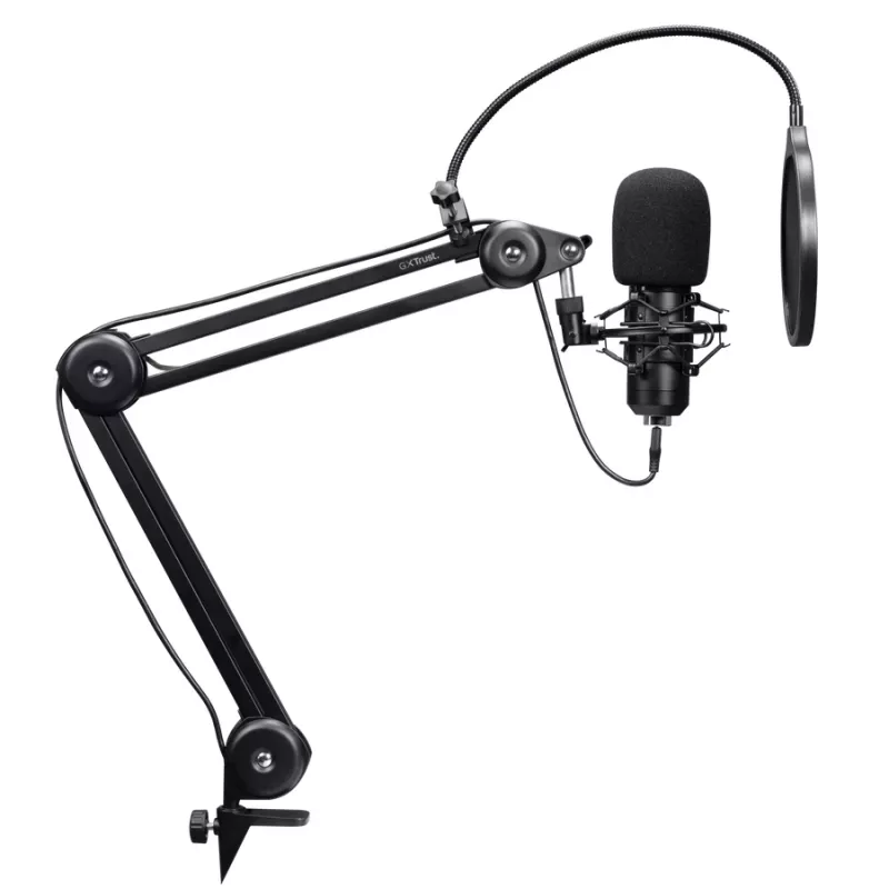 Micrófono para podcast TRUST GXT 270 Emita II+ — condensador USB, con cable, carcasa de metal, negro, cable de 2,5 m