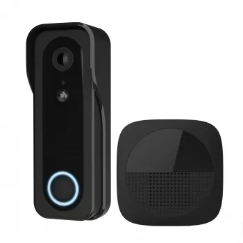 Videoportero TRUST DOORCAM-3000 negro, 3 MP, Wi-Fi 2,4 GHz, microSD hasta 256 GB, batería/USB (8–24 V)