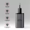 Cargador de pared AXAGON ACU-PQ67D, 67W, USB-C PD3.0 + USB-A QC4+, 2 salidas, pantalla LCD, 100–240V