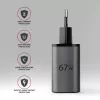Fuente de alimentación AXAGON ACU-PQ67, 67W, PD3.0 + QC4+, 1x USB-C + 1x USB-A, 100–240V, gris/negro