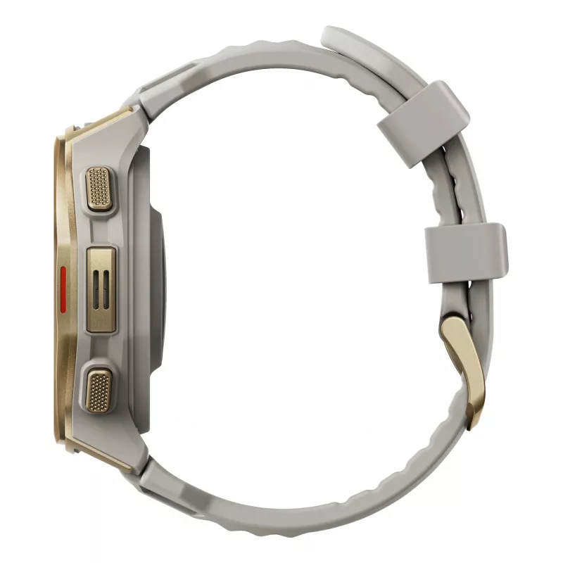 Smartwatch Amazfit T-rex 3 Pro 44 mm, 1,32 inch AMOLED 466×466, 16 GB, 64 MB RAM, GPS, Wi‑Fi, sumergible hasta 45 m, caja dorada, correa de silicona gris