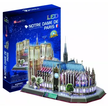 Puzle 3D CubicFun Notre Dame (luz) — modelo DA-20509, edición ligera iluminada