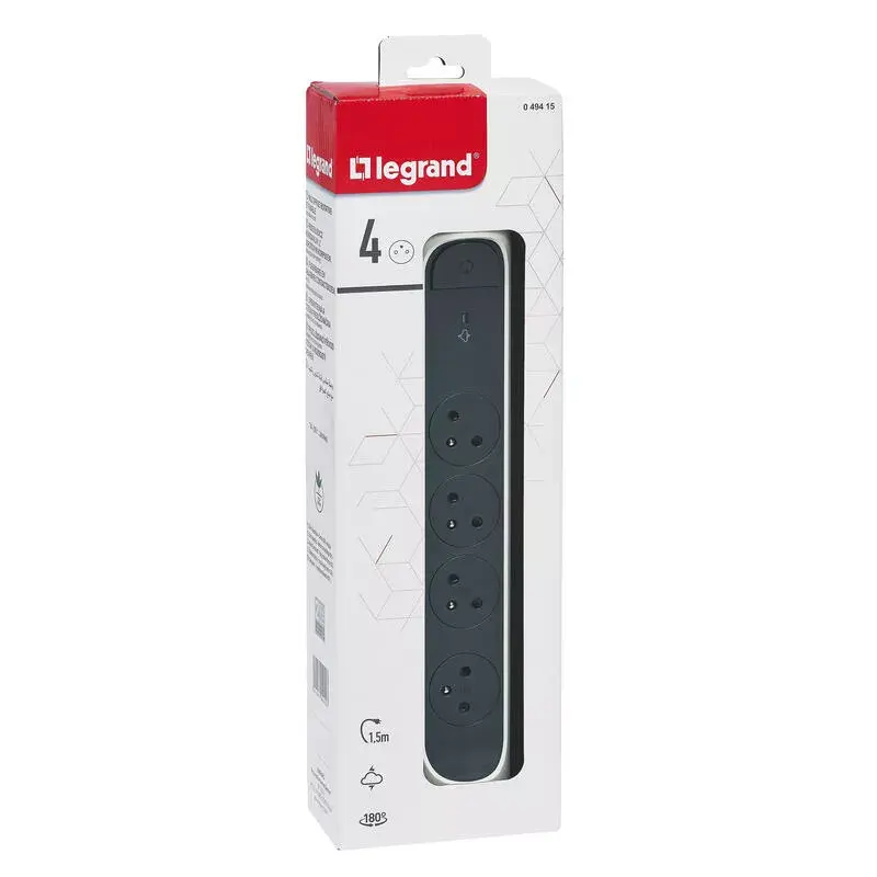 Unidad de distribución de corriente Legrand 0 494 15 4 tomas AC gris blanco