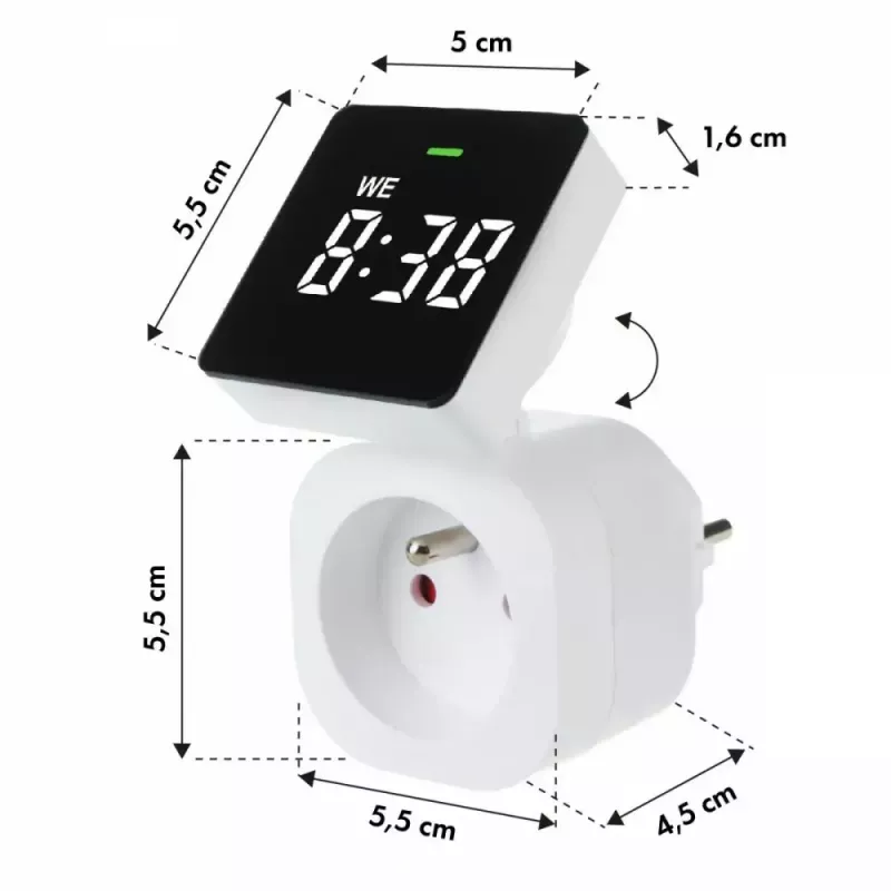 Temporizador digital GreenBlue GB610E, carga máx. 16A, IP20, ciclos de encendido/apagado programables