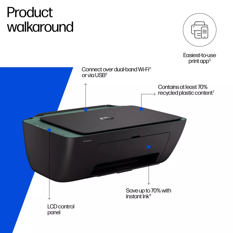 Impresora multifunción de inyección de tinta HP DeskJet 2923 — color, Wi‑Fi, A4, 4800x1200 DPI