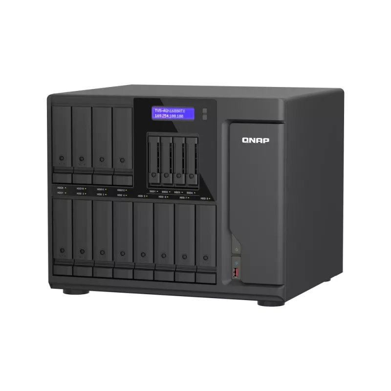 Servidor NAS/almacenamiento QNAP TVS-AIH1688ATX-U7-32G Tower 32 GB DDR5 0 TB QuTS hero Black