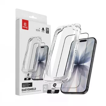 Protector de pantalla de cristal templado Crong EasyShield 2-Pack para iPhone 17 / 17 Pro / 16 Pro, aluminosilicato, brillante