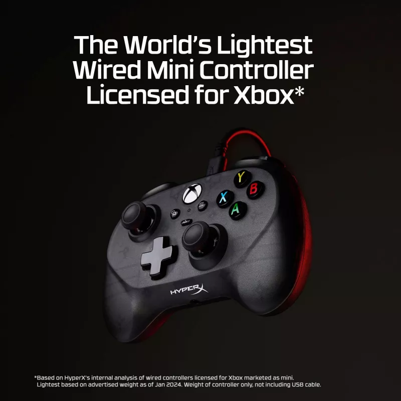 HyperX Clutch Tanto Mini WD Mando gaming, joystick, Xbox, Xbox One, con cable, USB, negro, 2,95 m