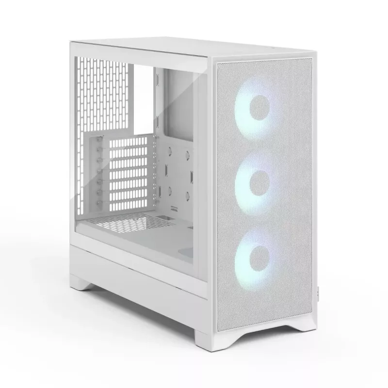 Caja para PC Fractal Design Pop 2 Air blanco TG RGB Midi Tower – ATX/Micro-ATX/Mini-ITX, cristal templado, 3 ventiladores frontales de 120 mm