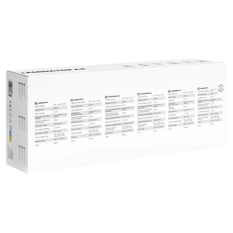 Plastificadora en frío/caliente SAVIO LR-01/B — ancho máx. de plastificado 230 mm, 320 mm/min, 300 W, negra