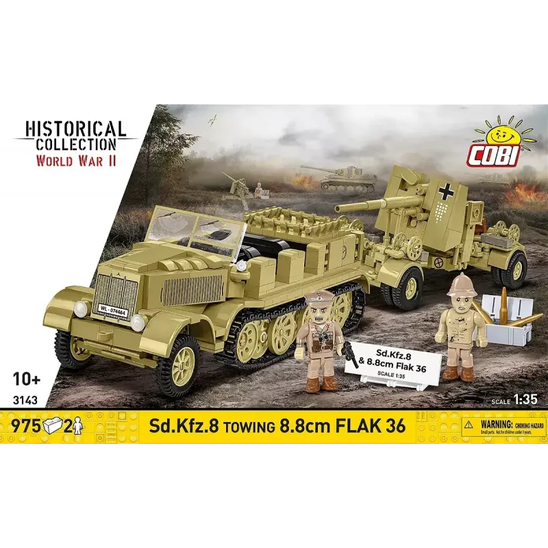 Cobi Blocks Sd.Kfz.8 con 8,8 cm Flak 36 set de construcción, 975 piezas