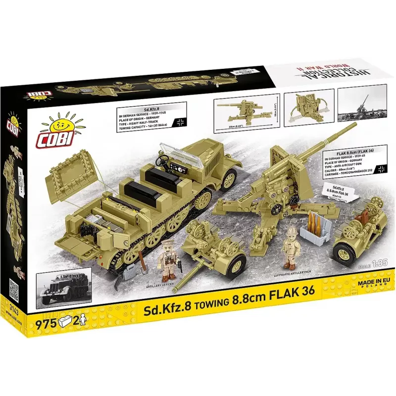 Cobi Blocks Sd.Kfz.8 con 8,8 cm Flak 36 set de construcción, 975 piezas