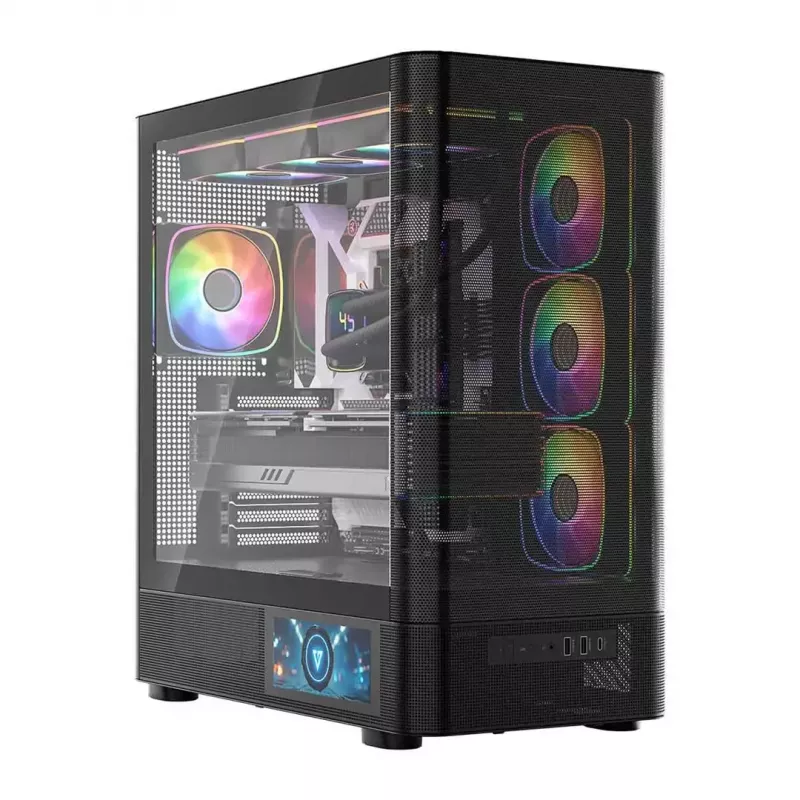 Caja de PC MODECOM VOLCANO AQ400 ARGB MIDI negra — MODECOM MC-A-AQ400-4FA-B