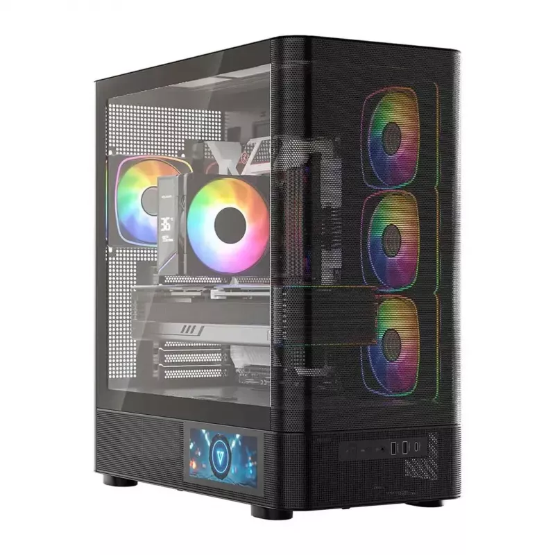 Caja de PC MODECOM VOLCANO AQ400 ARGB MIDI negra — MODECOM MC-A-AQ400-4FA-B