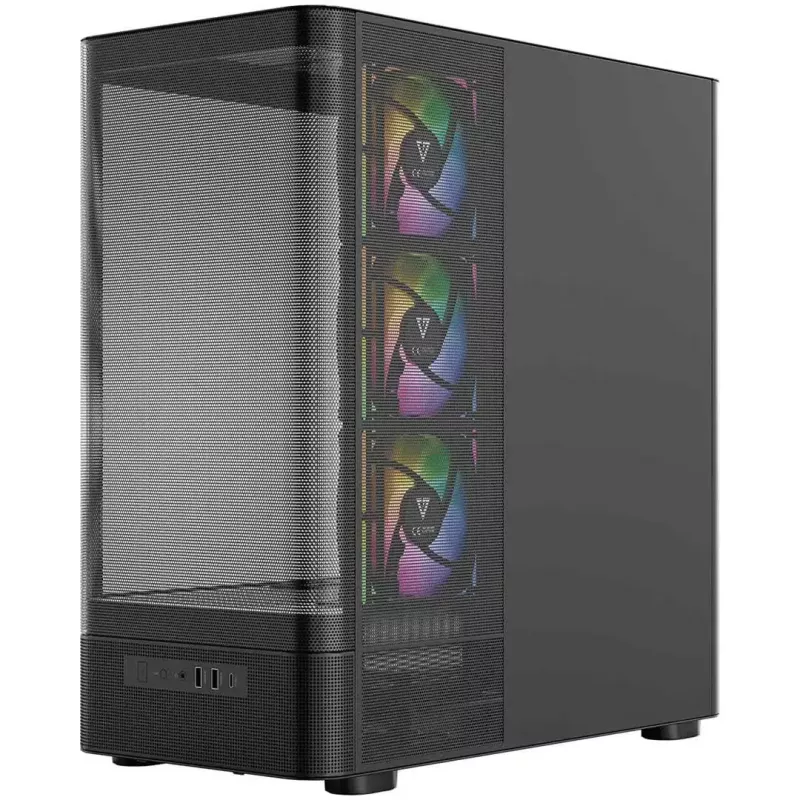 Caja de PC MODECOM VOLCANO AQ400 ARGB MIDI negra — MODECOM MC-A-AQ400-4FA-B