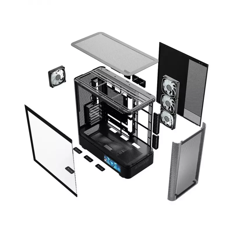 Caja de PC MODECOM VOLCANO AQ400 ARGB MIDI negra — MODECOM MC-A-AQ400-4FA-B