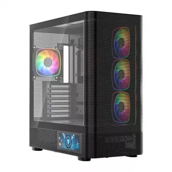 Caja de PC MODECOM VOLCANO AQ400 ARGB MIDI negra — MODECOM MC-A-AQ400-4FA-B