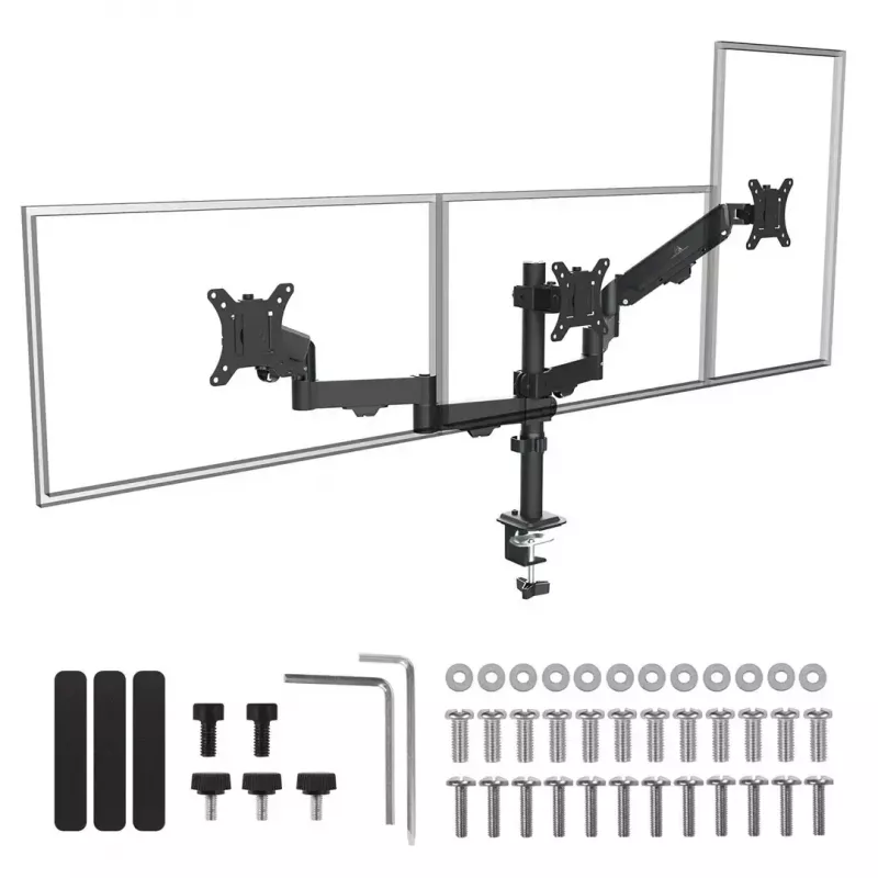 Soporte de monitor MACLEAN MC-137 — resorte de gas, para 3 monitores 17
