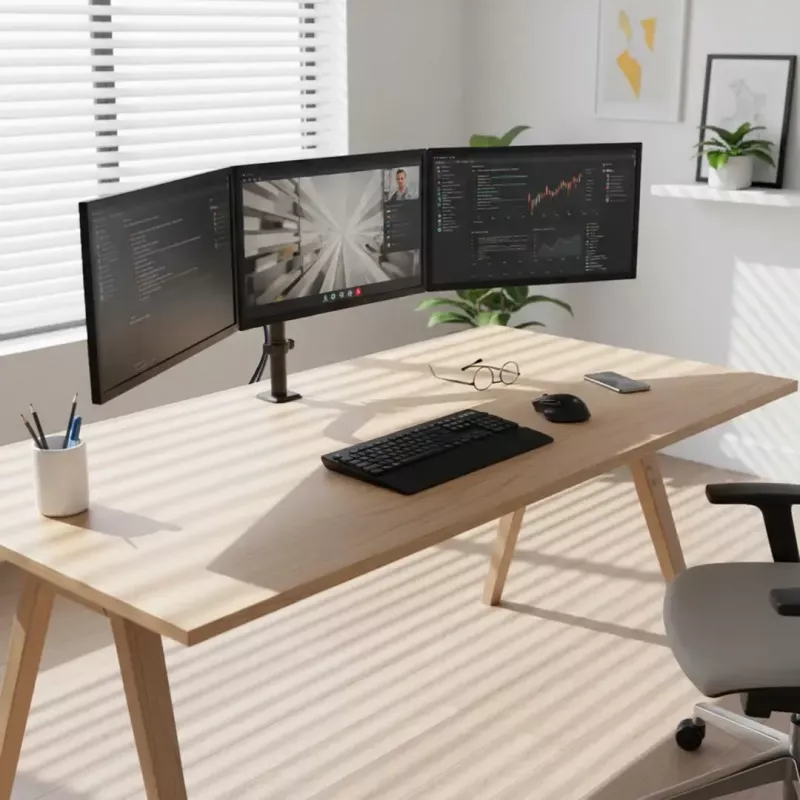 Soporte de monitor MACLEAN MC-137 — resorte de gas, para 3 monitores 17