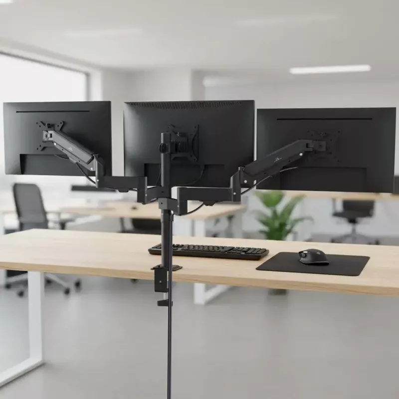 Soporte de monitor MACLEAN MC-137 — resorte de gas, para 3 monitores 17