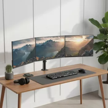 Soporte de monitor MACLEAN MC-137 — resorte de gas, para 3 monitores 17