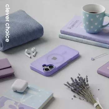 Funda MagSafe magnética Crong Hybrid Matte para iPhone 17 — lavanda translúcido, PC+TPU