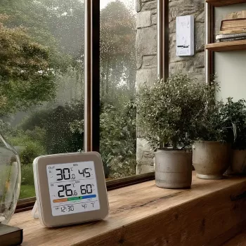 Estación meteorológica inalámbrica GreenBlue GB169 — temperatura y humedad interior/exterior, reloj, alarma, alcance hasta 60 m, °C/°F seleccionable