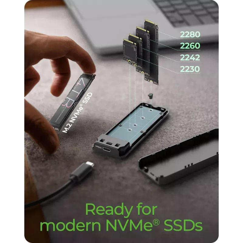 Caja para SSD M.2 NVMe ICY BOX con USB 3.2 Gen 2 Type-C e iluminación RGB