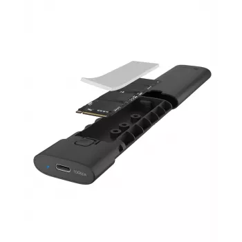 Caja para M.2 NVMe ICY BOX con USB 3.2 Gen 2 Type-C, caja para SSD, M.2, PCI Express, 10 Gbit/s, Hot-Swap, negra