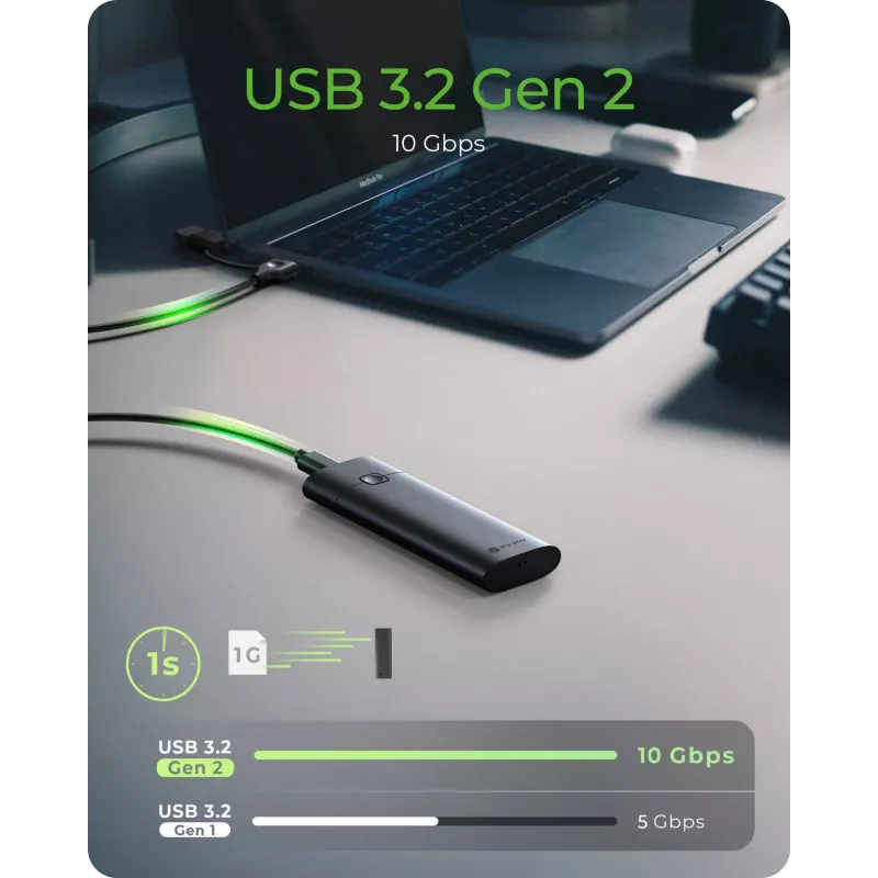 Caja para M.2 NVMe ICY BOX con USB 3.2 Gen 2 Type-C, caja para SSD, M.2, PCI Express, 10 Gbit/s, Hot-Swap, negra