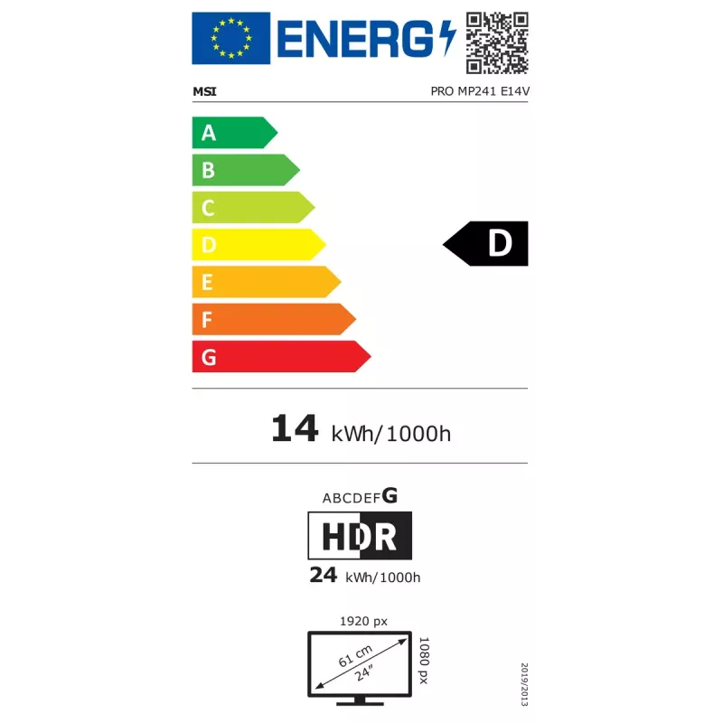 Monitor de ordenador MSI Pro MP241 E14V 23.8 pulgadas (60,5 cm) Full HD 1920×1080 VA LCD, 4 ms, VESA, negro