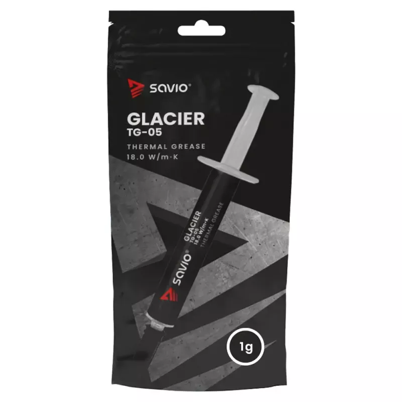 Pasta térmica SAVIO TG-05 1 g — conductividad térmica 18 W/m·K, gris, densidad 2,6 g/cm³