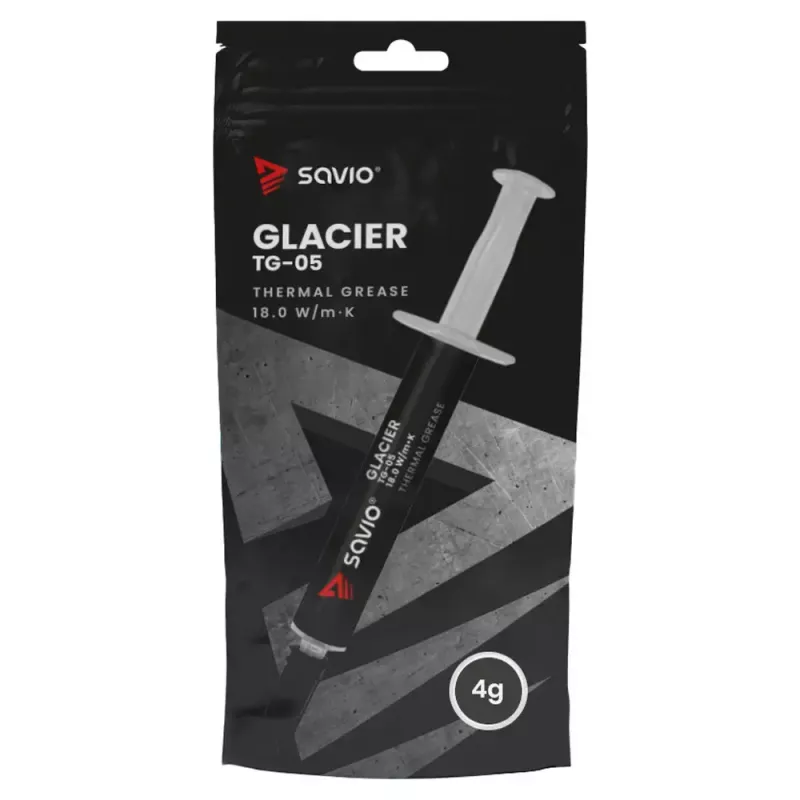Pasta térmica SAVIO TG-05 4g — conductividad térmica 18 W/m·K, viscosidad 2,6 g/ml