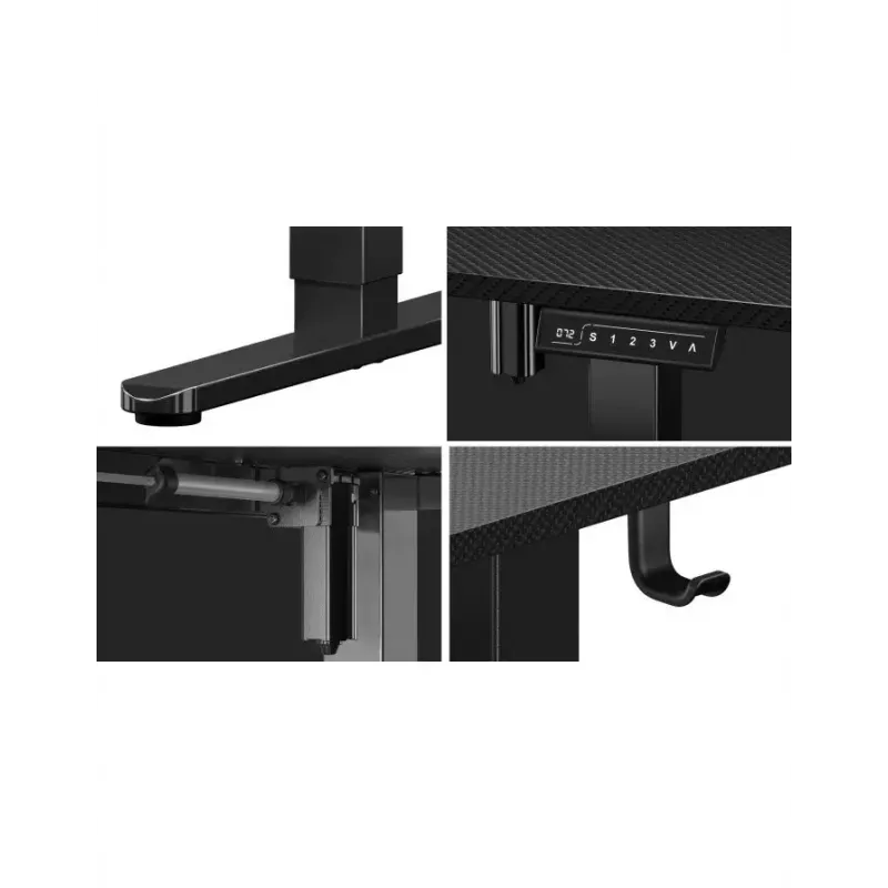 Escritorio gaming recto Huzaro Hero 8.2 Negro MDF rectangular 1200x600 mm, altura ajustable 720–1180 mm, capacidad de carga 80 kg